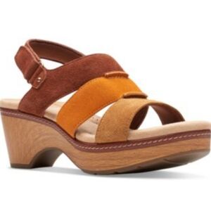 Clark’s Collection Seannah Glow Suede Wedge Sandal Size 10 NWOT